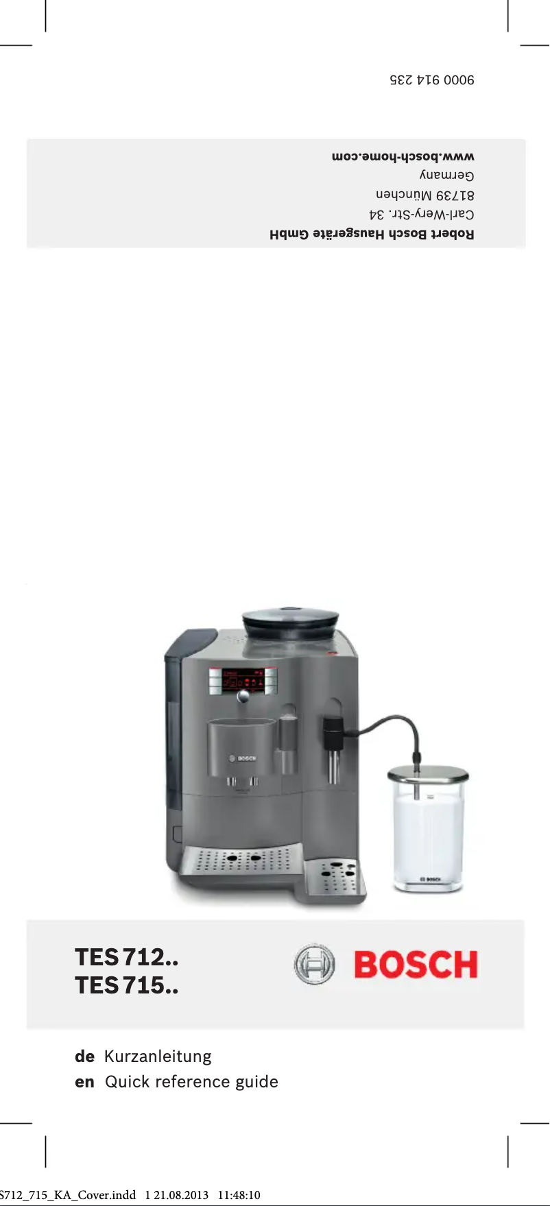 Page 1 de la notice Manuel utilisateur Bosch TES715