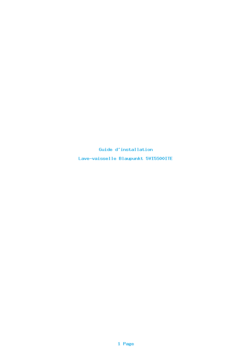 Page 1 de la notice Guide d'installation Blaupunkt 5VI5S00ITE