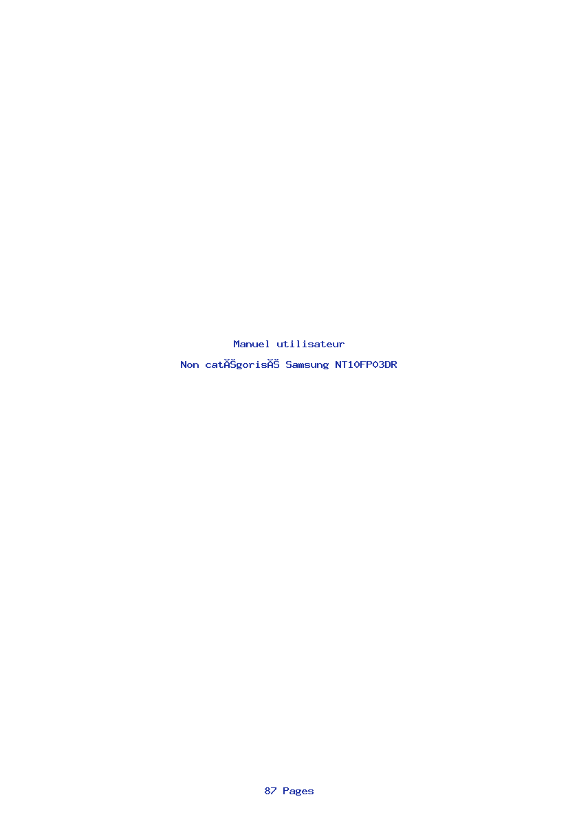 Page 1 de la notice Manuel utilisateur Samsung NT10FP03DR