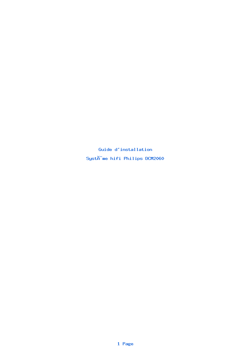 Page 1 de la notice Guide d'installation Philips DCM2060