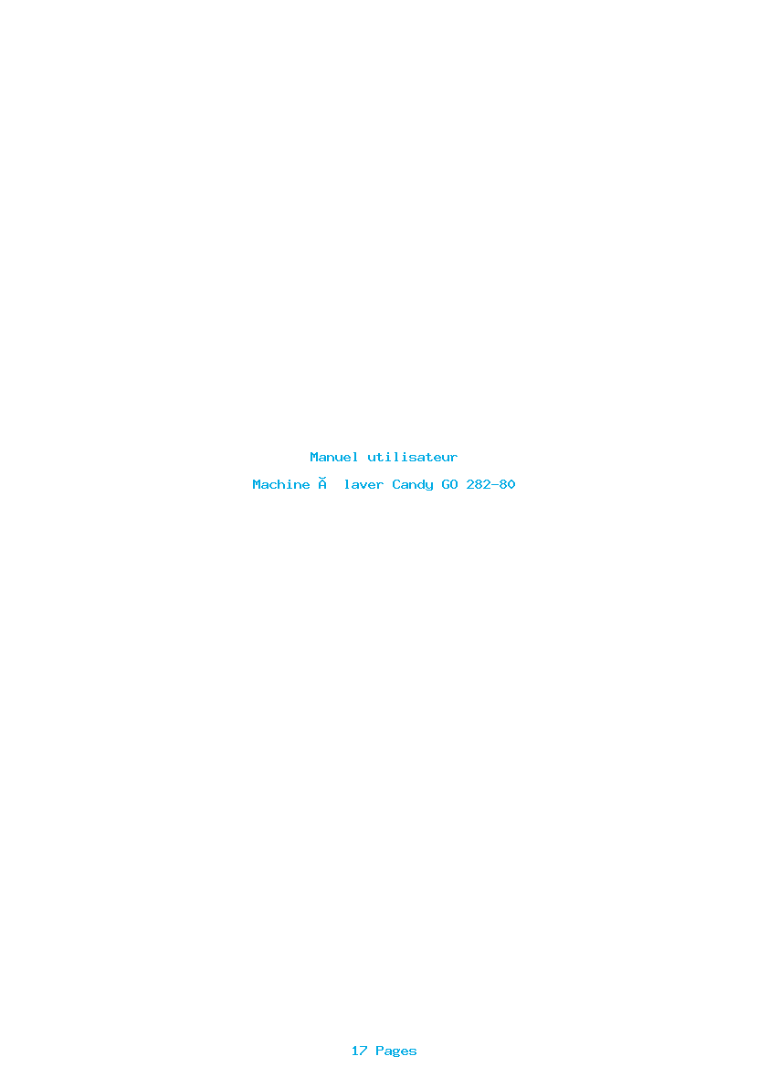 Page 1 de la notice Manuel utilisateur Candy GO 282-80