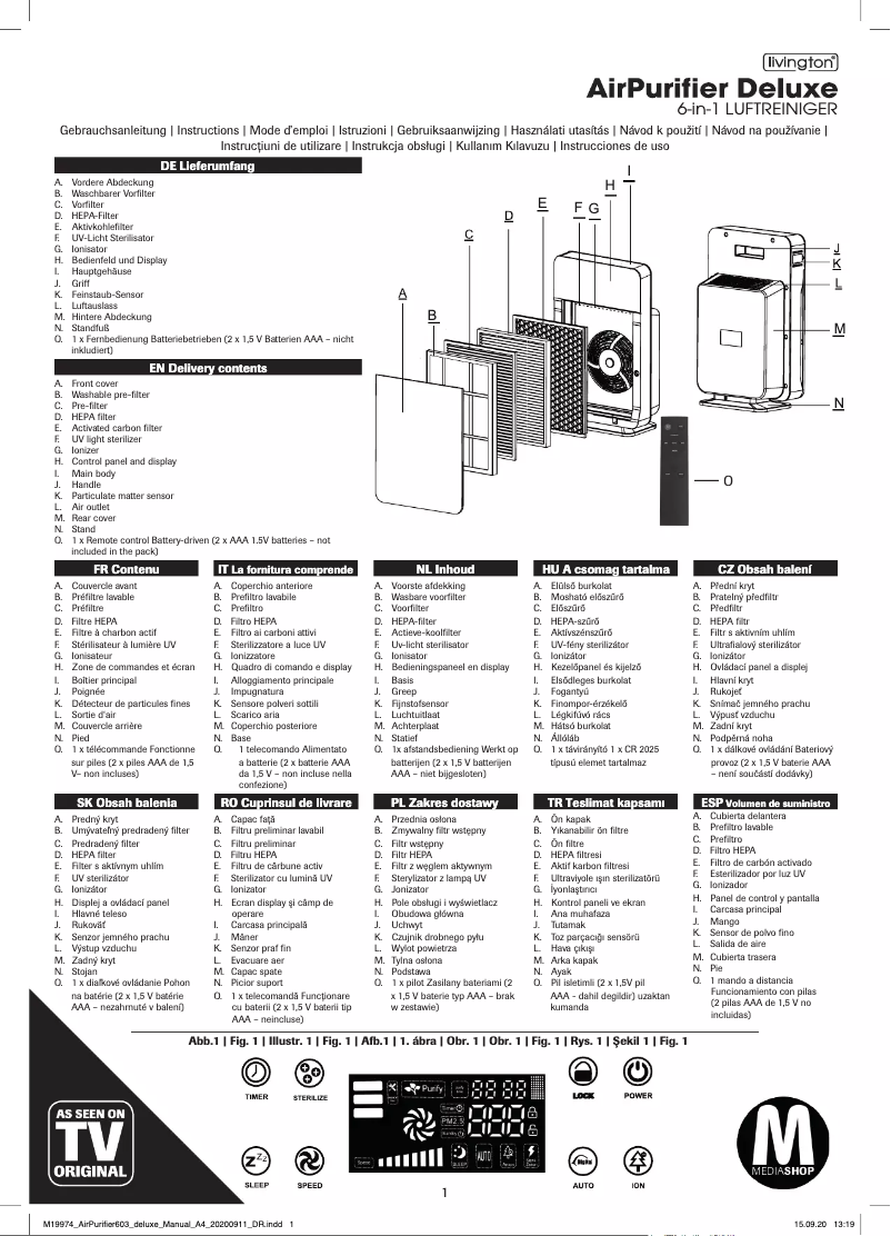 Página 1 del manual Manual de usuario Livington AirPurifier Deluxe