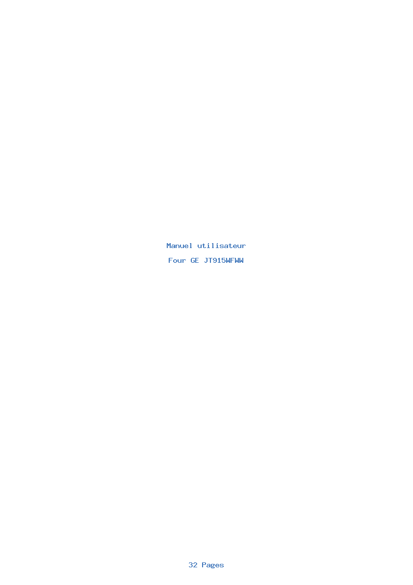 Page 1 de la notice Manuel utilisateur GE JT915WFWW