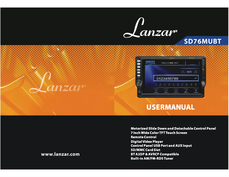 Page 1 de la notice Manuel utilisateur Lanzar SD76MUBT