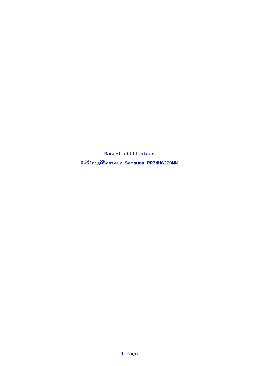 Page 1 de la notice Manuel utilisateur Samsung RR34H6220WW