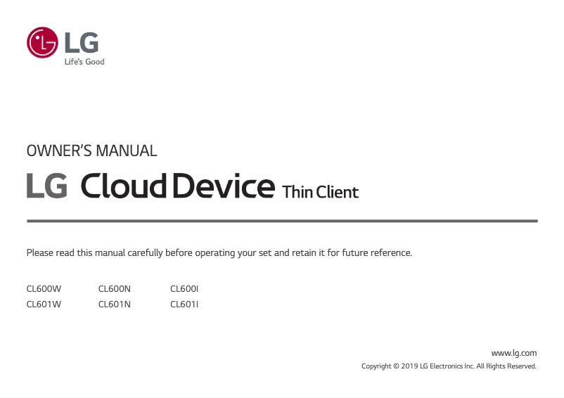 Page 1 of the manual User Manual LG CL600W