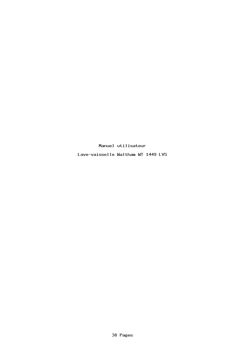 Page 1 de la notice Manuel utilisateur Waltham WT 1449 LVS