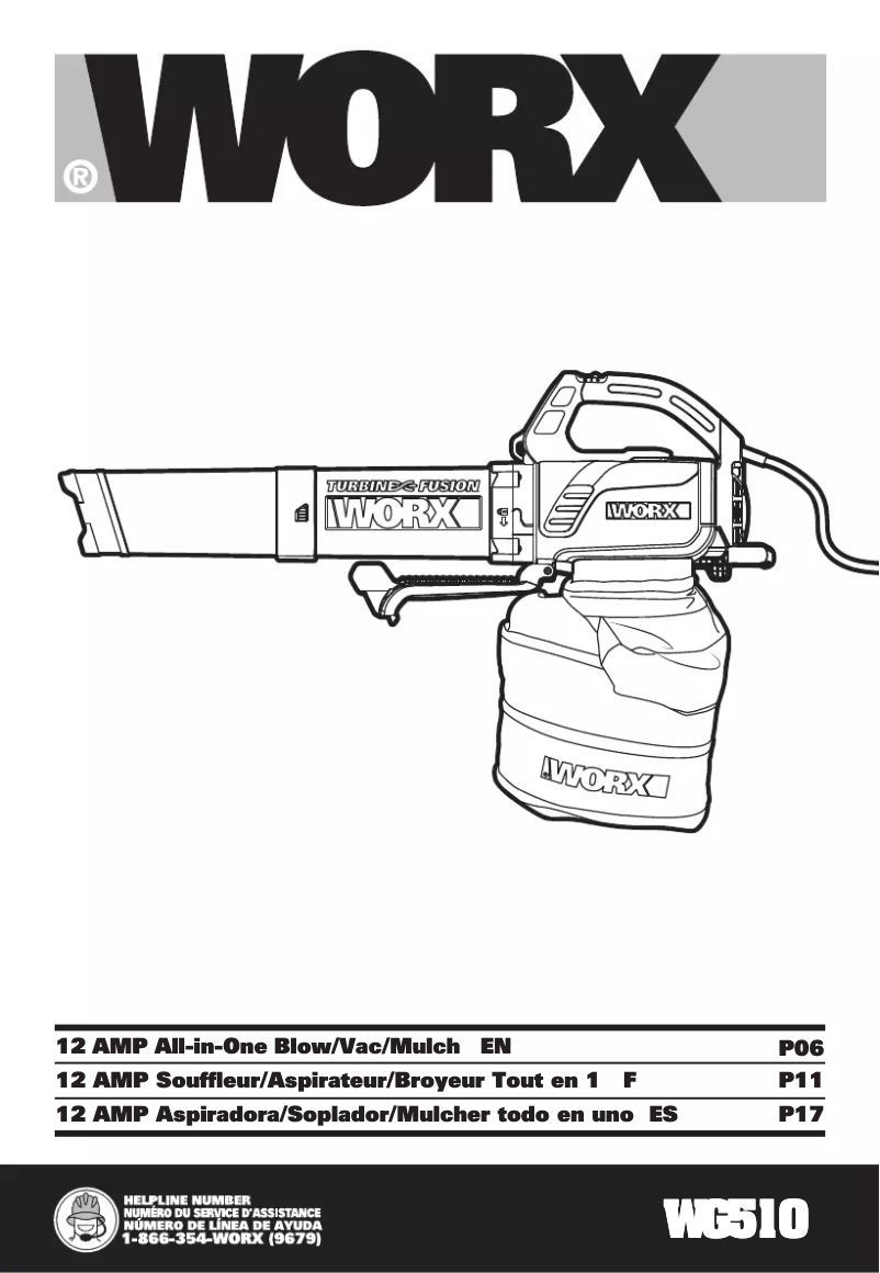 Page 1 of the manual User Manual Worx Turbine Fusion WG510