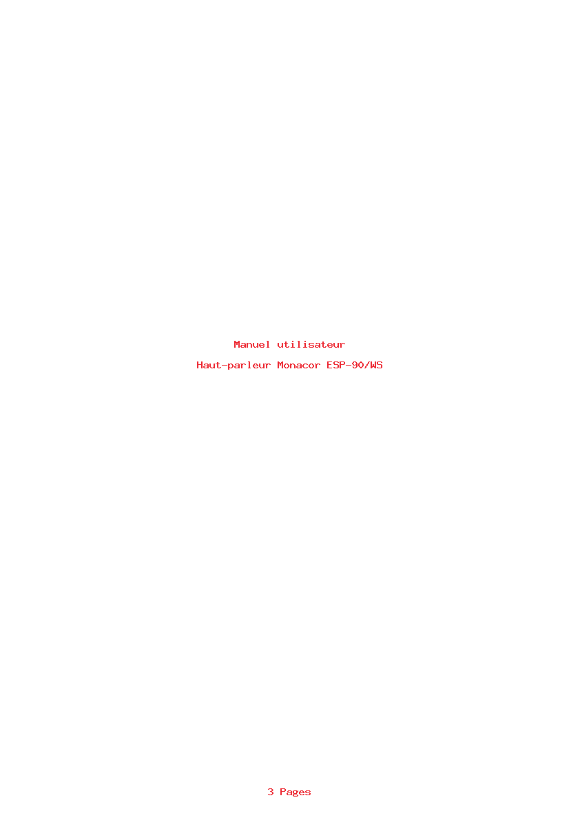 Page 1 de la notice Manuel utilisateur Monacor ESP-90/WS