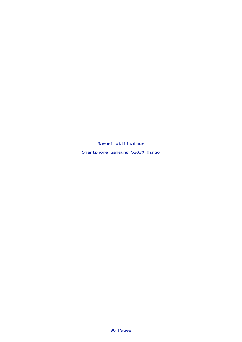 Page 1 de la notice Manuel utilisateur Samsung S3030 Wingo