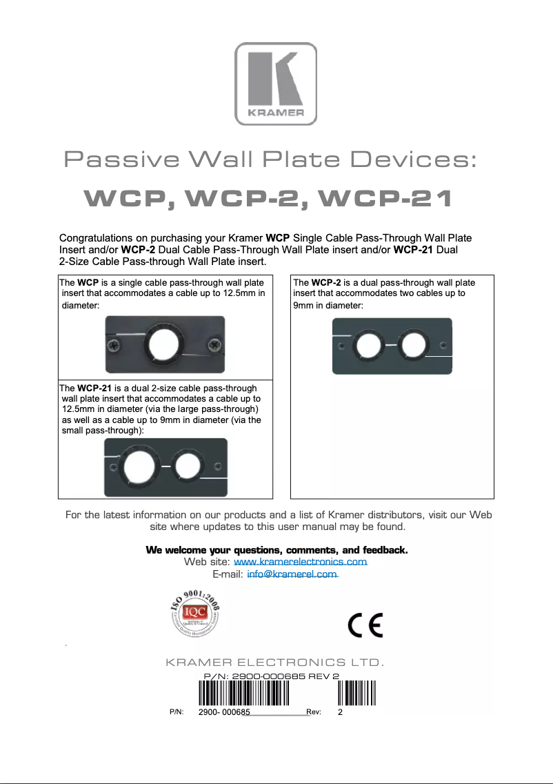 Página 1 del manual Manual de usuario Kramer WCP-21