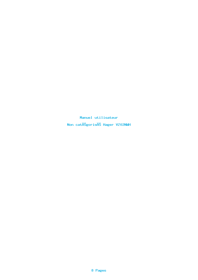 Page 1 de la notice Manuel utilisateur Hager VZ02NWH