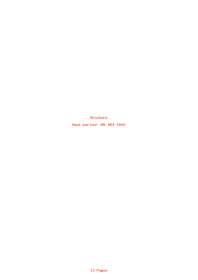 Page 1 de la notice Brochure JBL HDI-1600