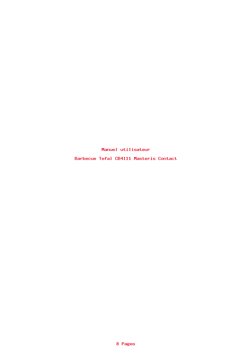 Page 1 de la notice Manuel utilisateur Tefal CB4111 Masteris Contact