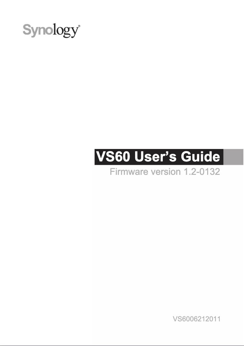 Page 1 de la notice Manuel utilisateur Synology VS60
