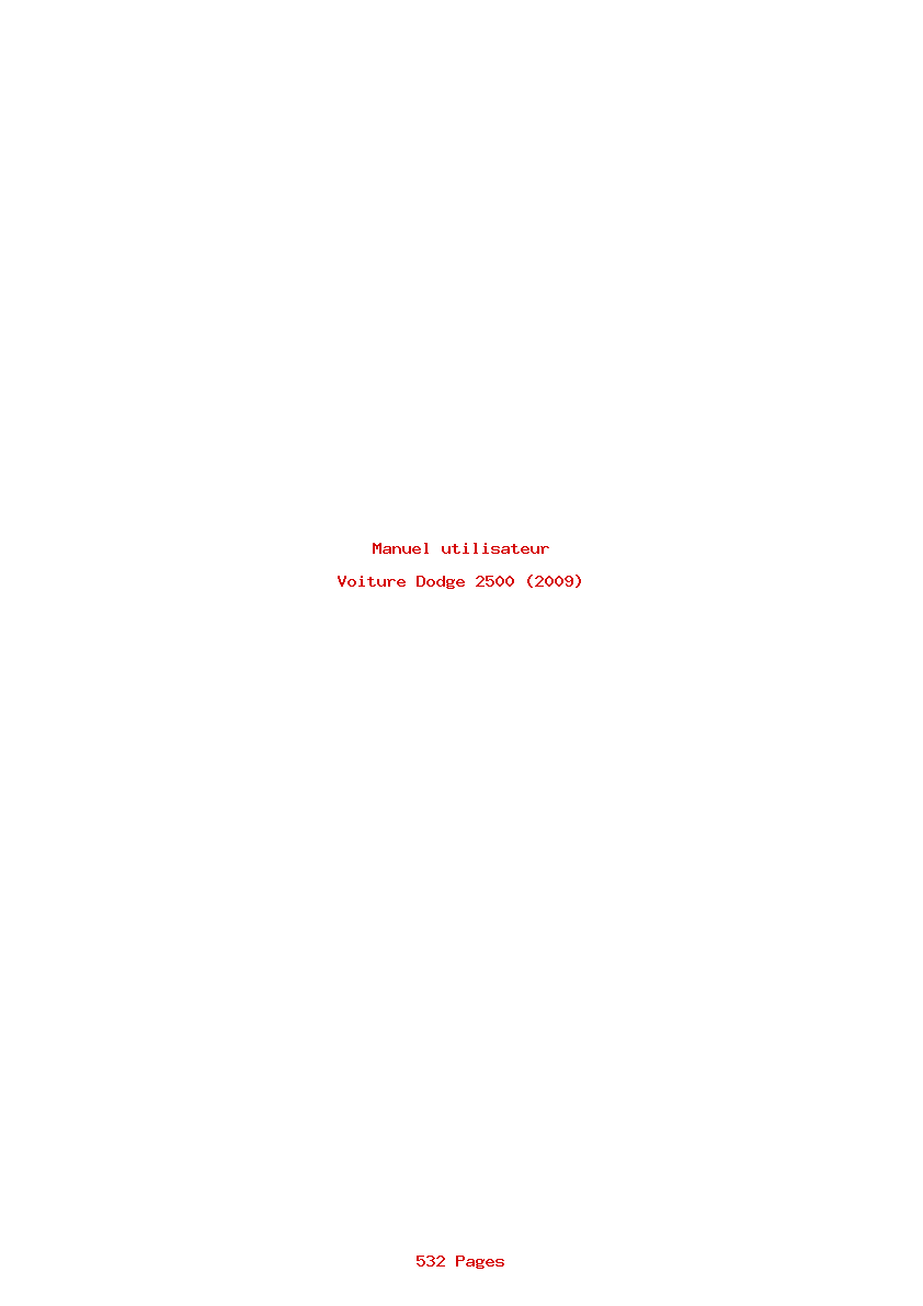 Page 1 de la notice Manuel utilisateur Dodge 2500 (2009)