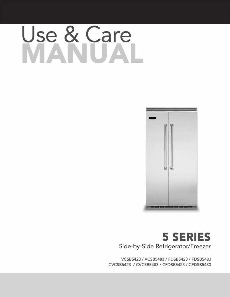 Page 1 of the manual Use and Maintenance Manual Viking VCSB5483