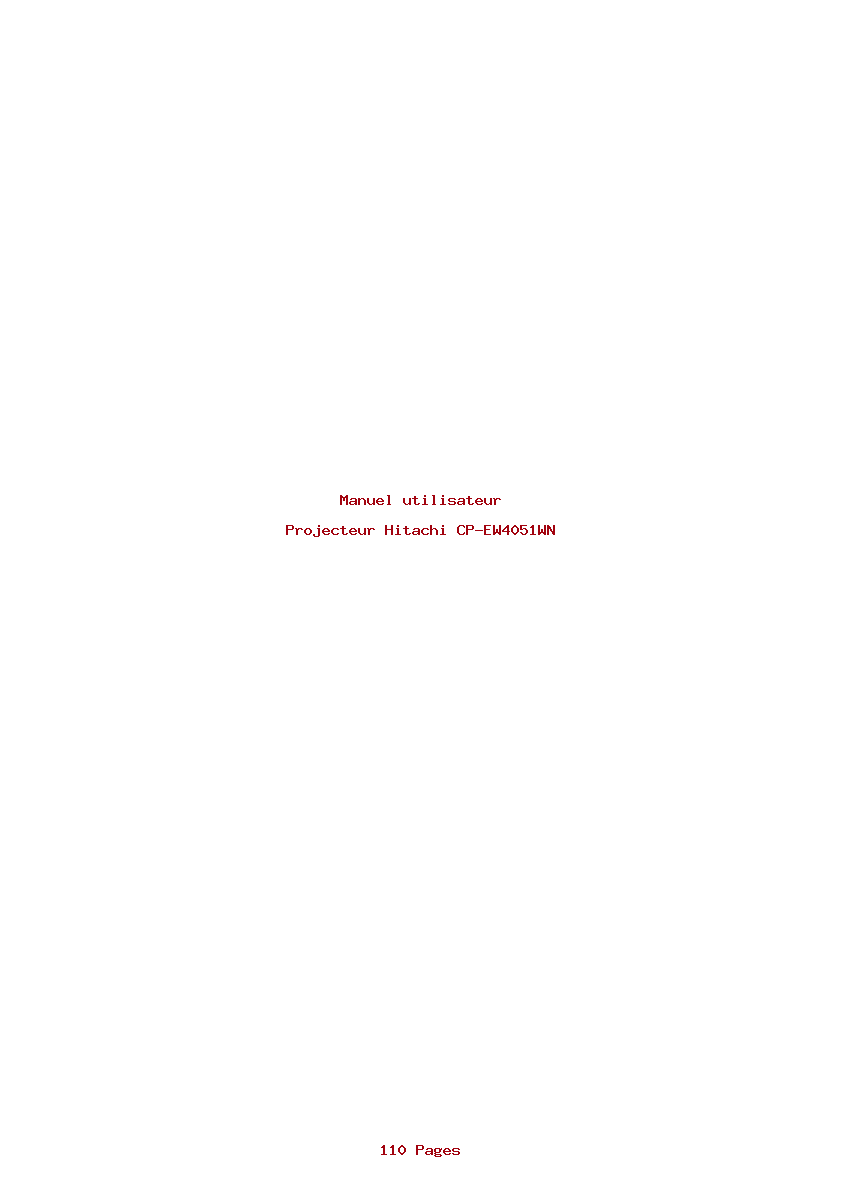 Page 1 de la notice Manuel utilisateur Hitachi CP-EW4051WN