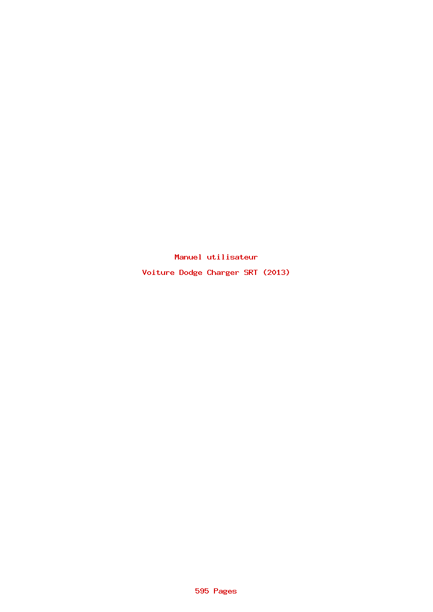 Page 1 de la notice Manuel utilisateur Dodge Charger SRT (2013)