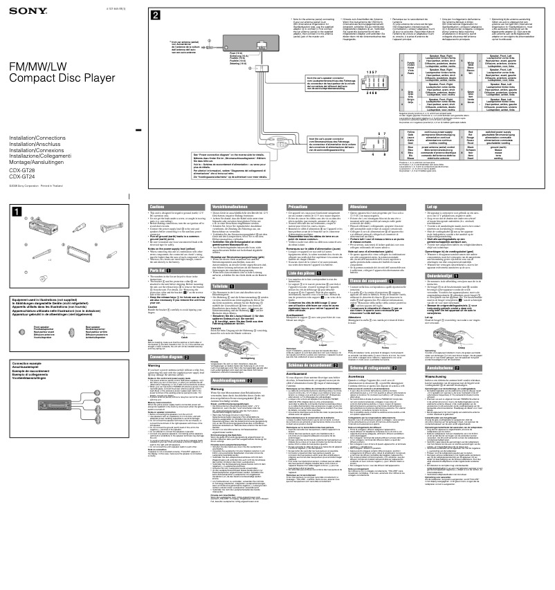 Page 1 de la notice Guide d'installation Sony CDX-GT24