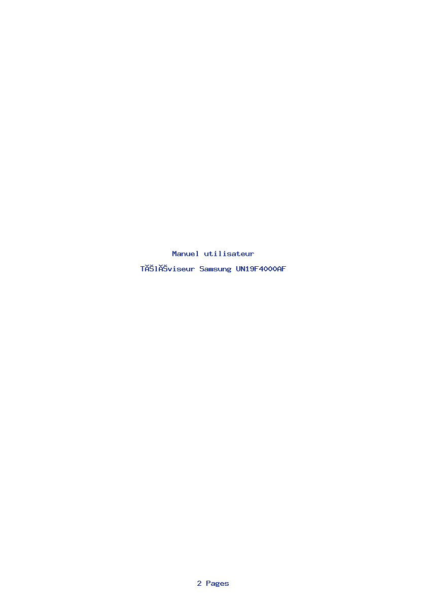 Page 1 de la notice Manuel utilisateur Samsung UN19F4000AF