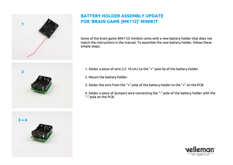 Page 1 de la notice Manuel utilisateur Velleman MK112