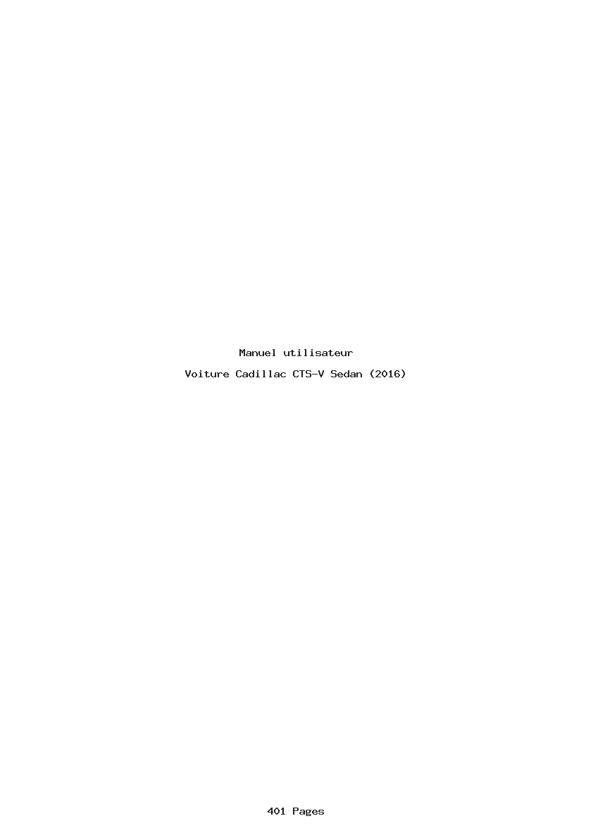 Page 1 de la notice Manuel utilisateur Cadillac CTS-V Sedan (2016)