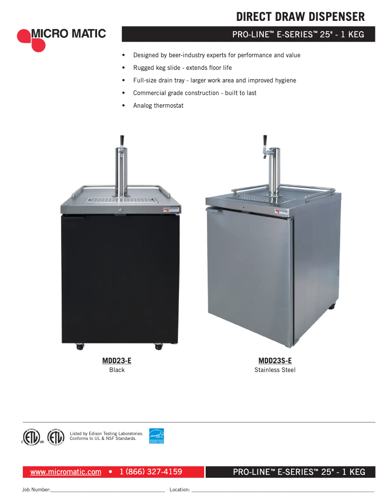 Página 1 del manual Ficha técnica Micro Matic MDD23-E