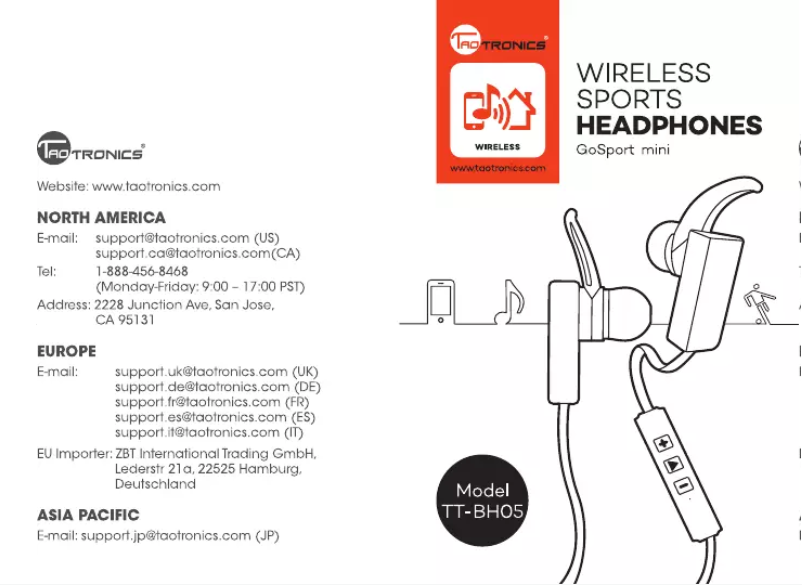 Page 1 de la notice Manuel utilisateur TaoTronics GoSport Mini TT-BH05
