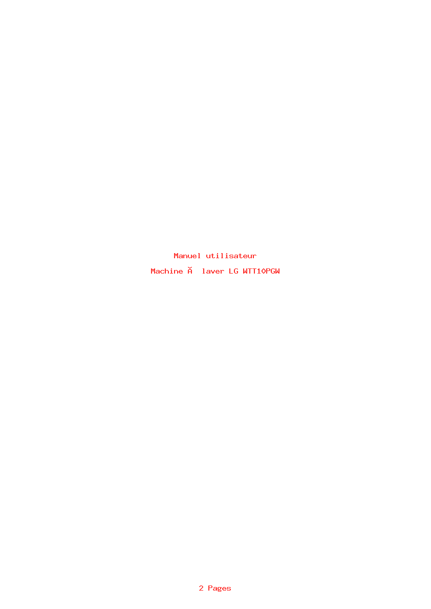 Page 1 de la notice Manuel utilisateur LG WTT10PGW