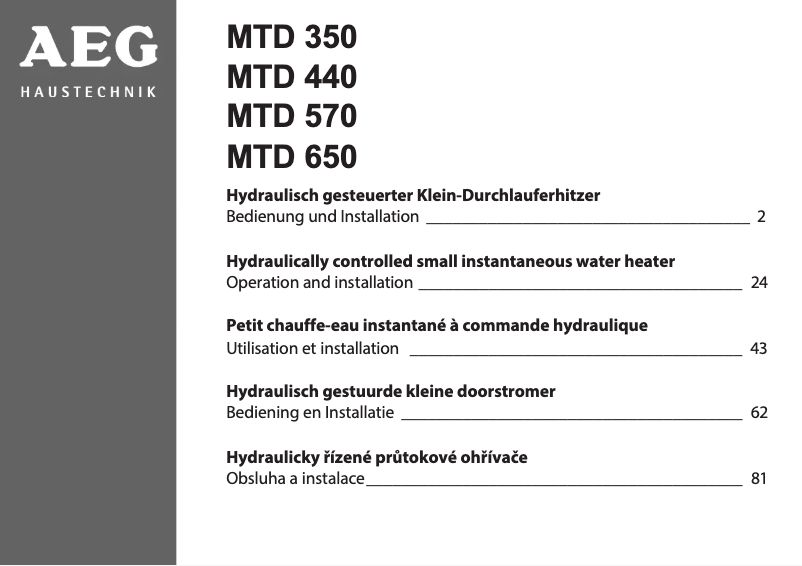Page 1 de la notice Manuel utilisateur AEG MTD 650