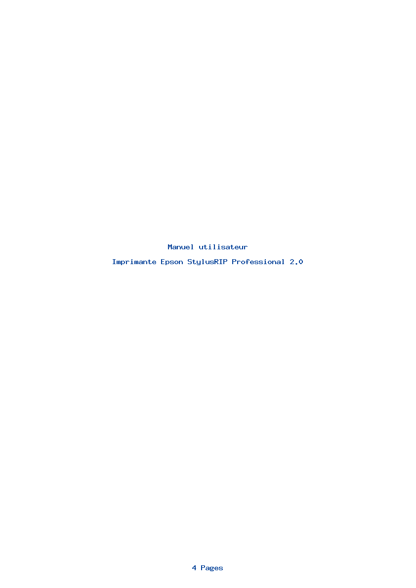 Page 1 de la notice Manuel utilisateur Epson StylusRIP Professional 2.0