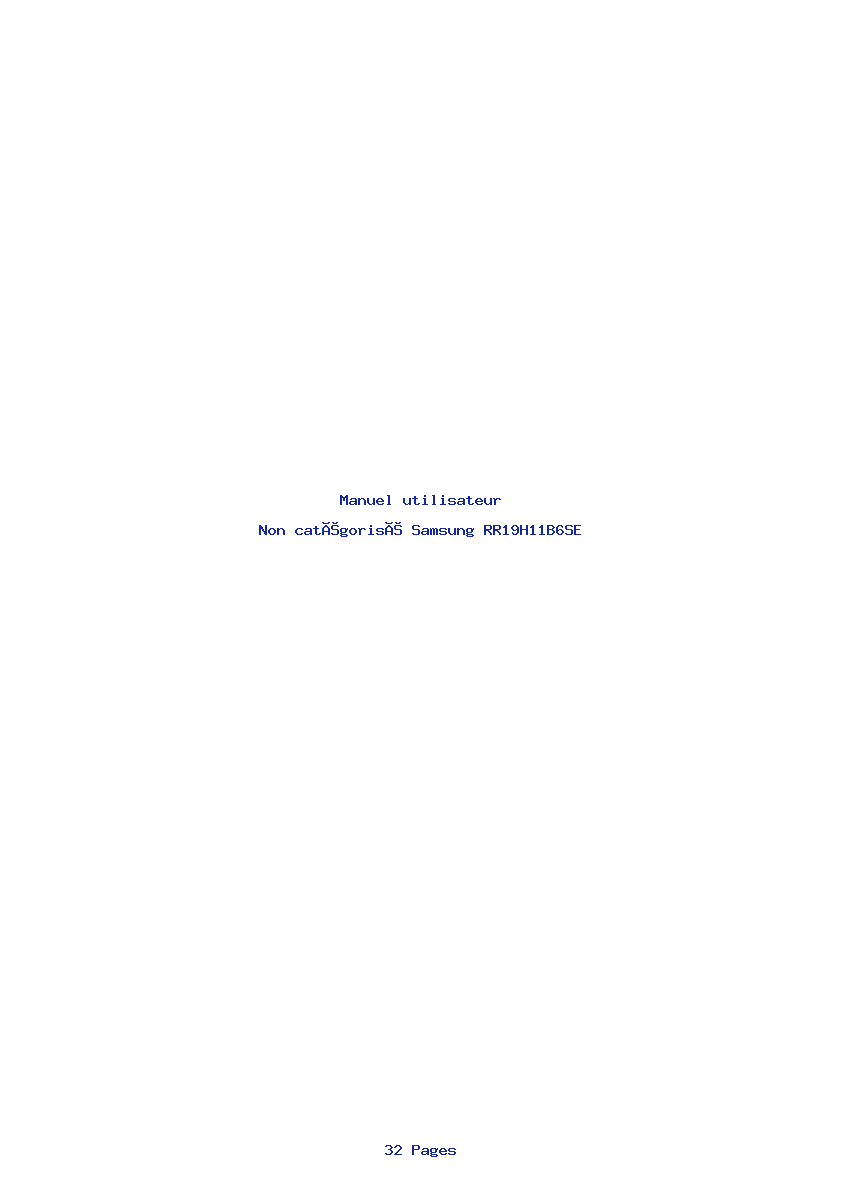 Page 1 de la notice Manuel utilisateur Samsung RR19H11B6SE