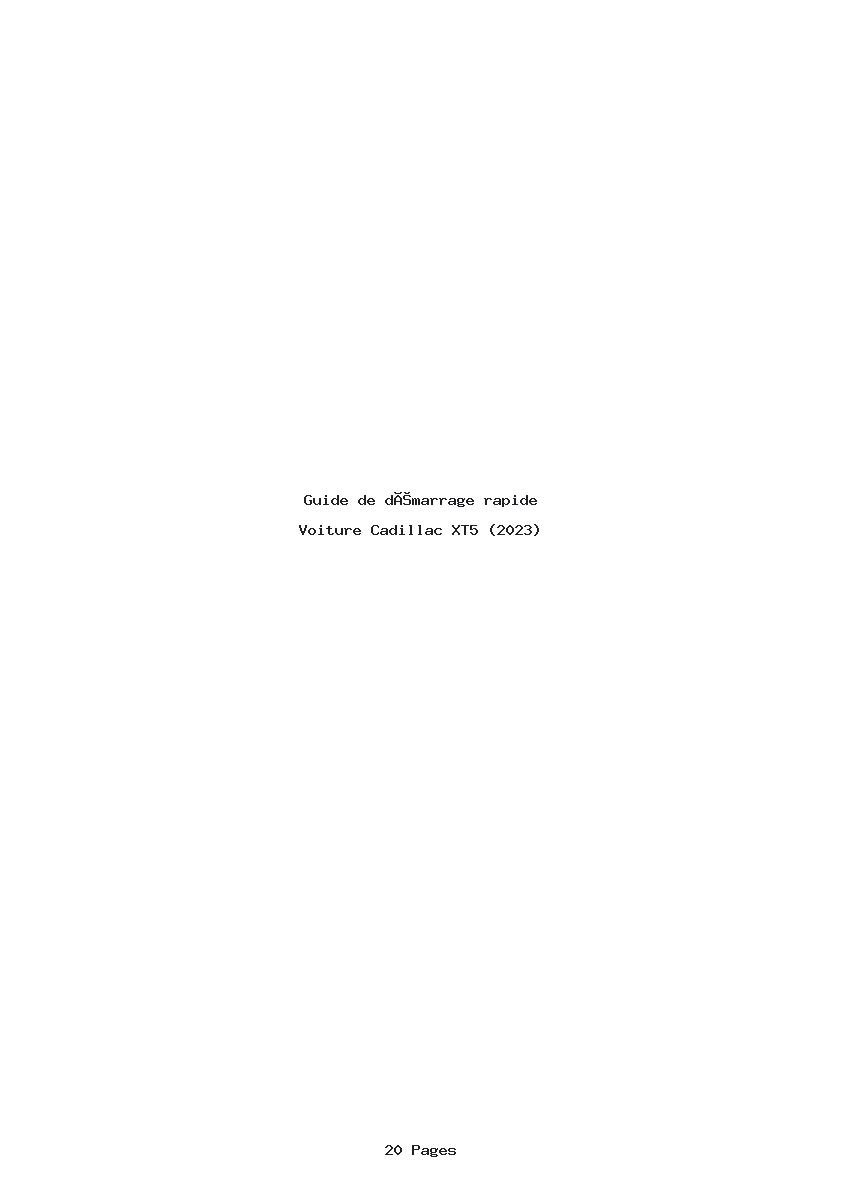Page 1 de la notice Guide de démarrage rapide Cadillac XT5 (2023)