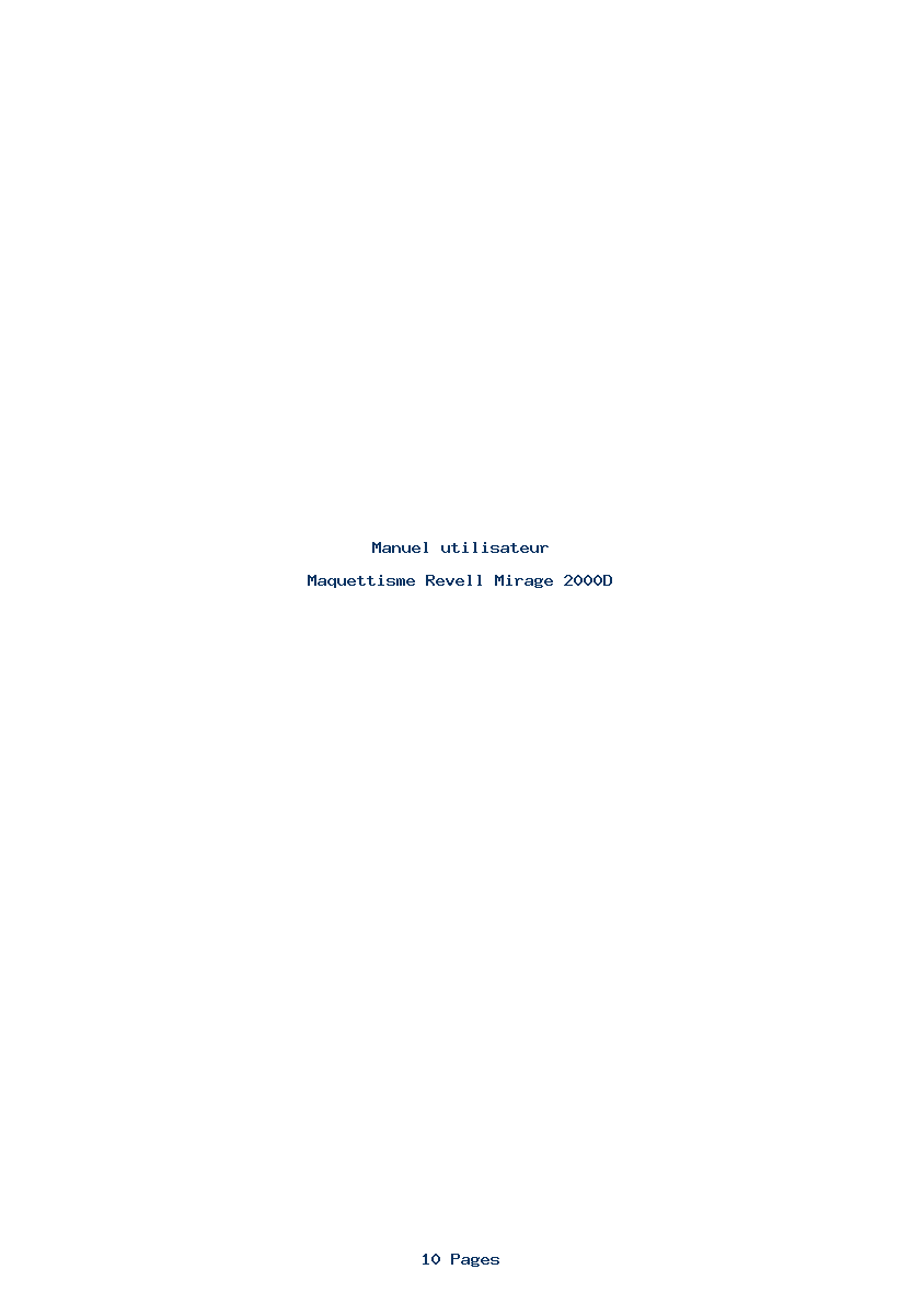 Page 1 de la notice Manuel utilisateur Revell Mirage 2000D