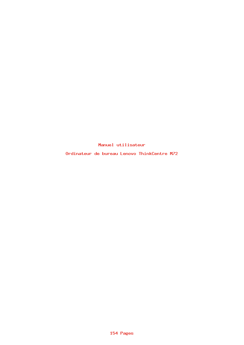 Page 1 de la notice Manuel utilisateur Lenovo ThinkCentre M72