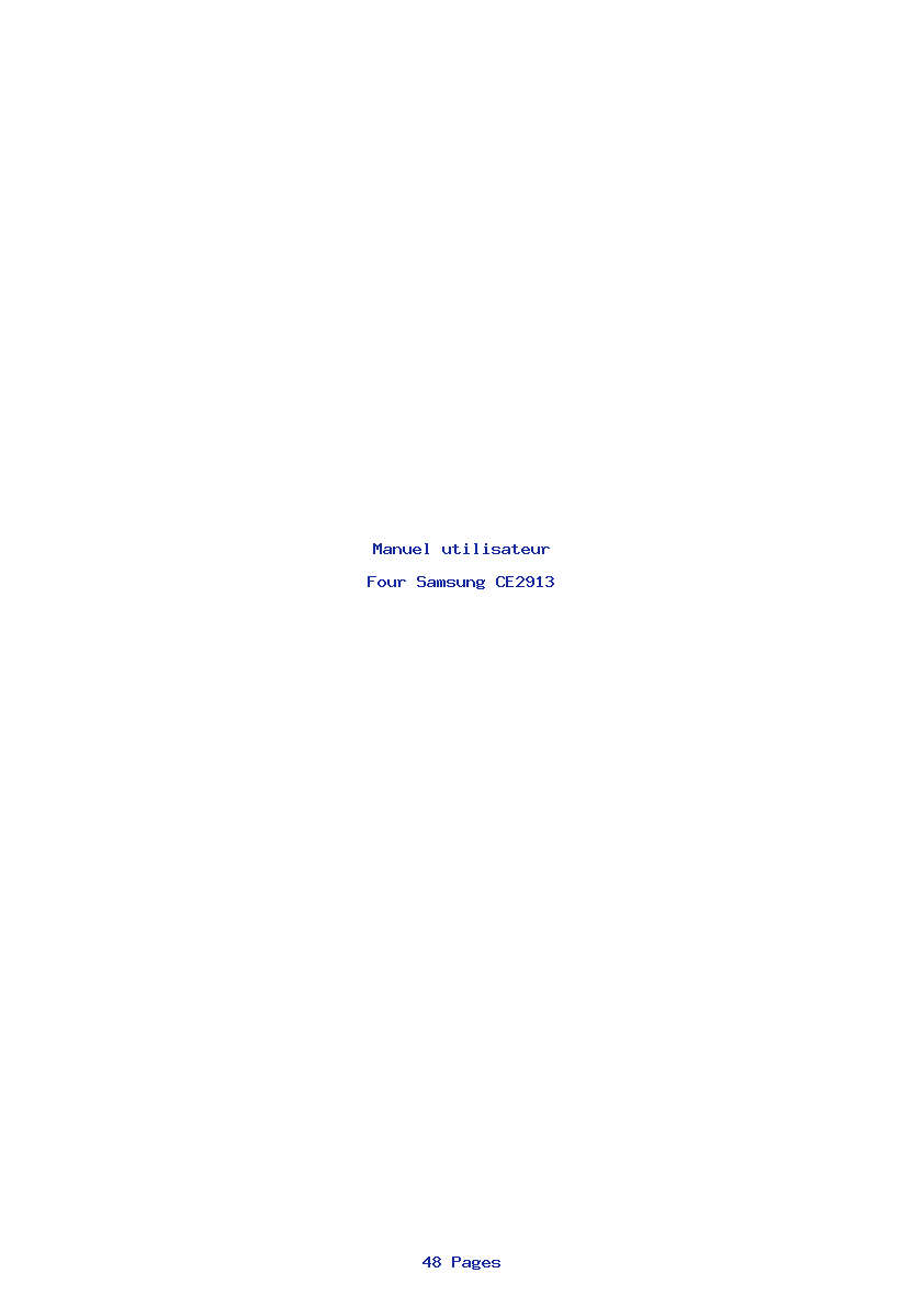 Page 1 de la notice Manuel utilisateur Samsung CE2913