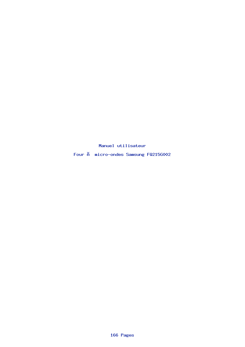 Page 1 de la notice Manuel utilisateur Samsung FQ215G002