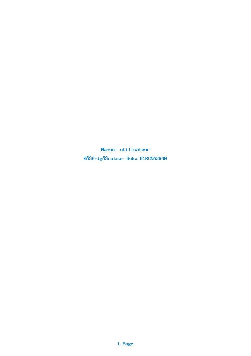 Image de la première page du manuel de l'appareil B1RCNA364W