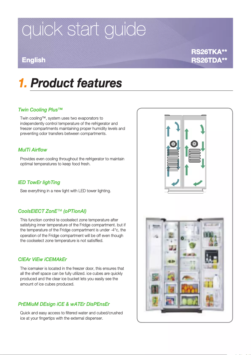 Página 1 del manual Guía de instalación Samsung RS26TKAPN