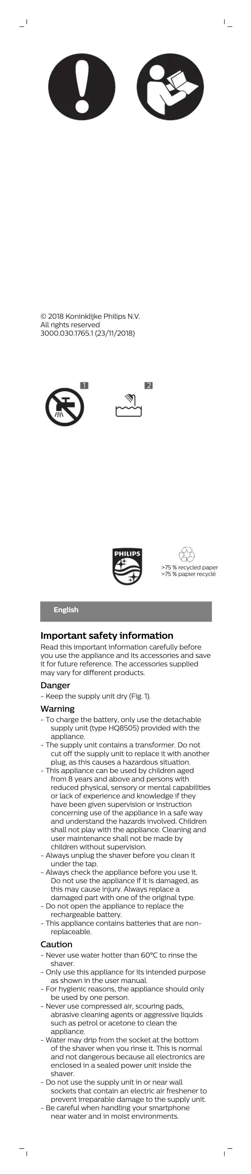 Page 1 of the manual User Manual Philips Series 7000 S7940