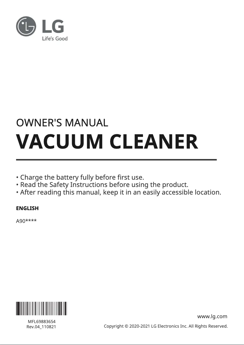 Page 1 of the manual User Manual LG A905RM