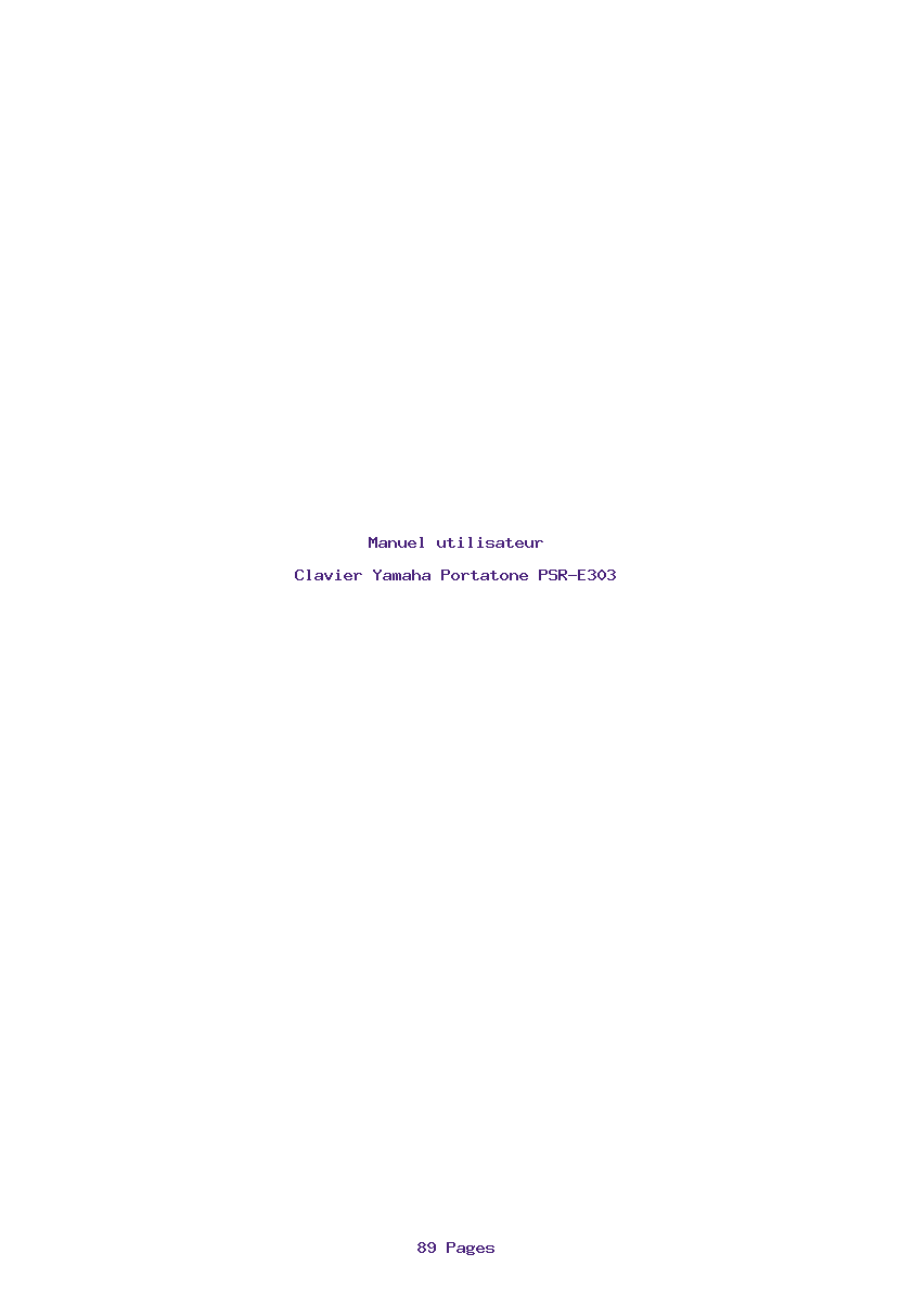 Page 1 de la notice Manuel utilisateur Yamaha Portatone PSR-E303