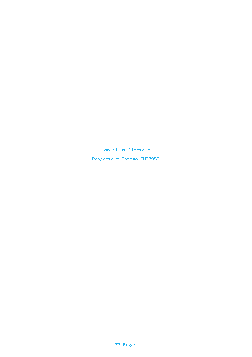 Page 1 de la notice Manuel utilisateur Optoma ZH350ST