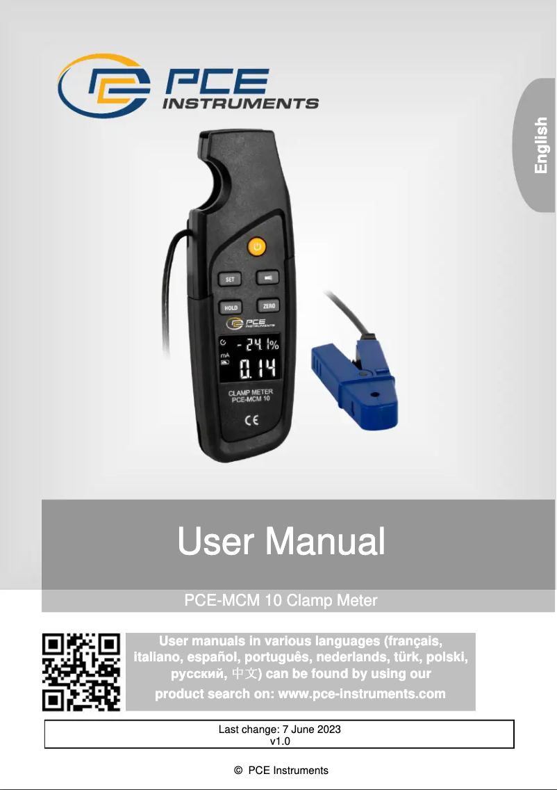 Page 1 de la notice Manuel utilisateur PCE Instruments PCE-MCM 10