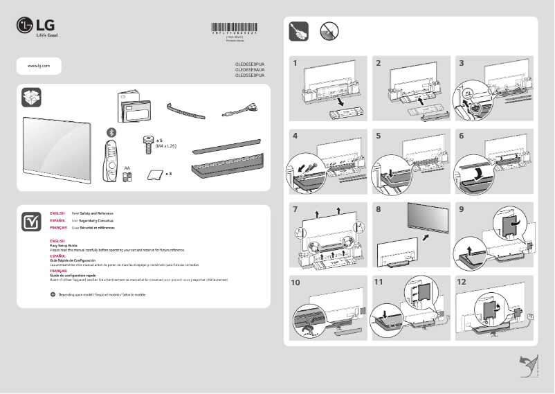 Page 1 de la notice Manuel utilisateur LG OLED65E9AUA