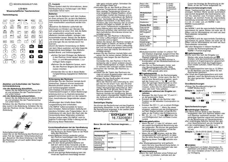 Page 1 de la notice Manuel utilisateur Olympia LCD 8210