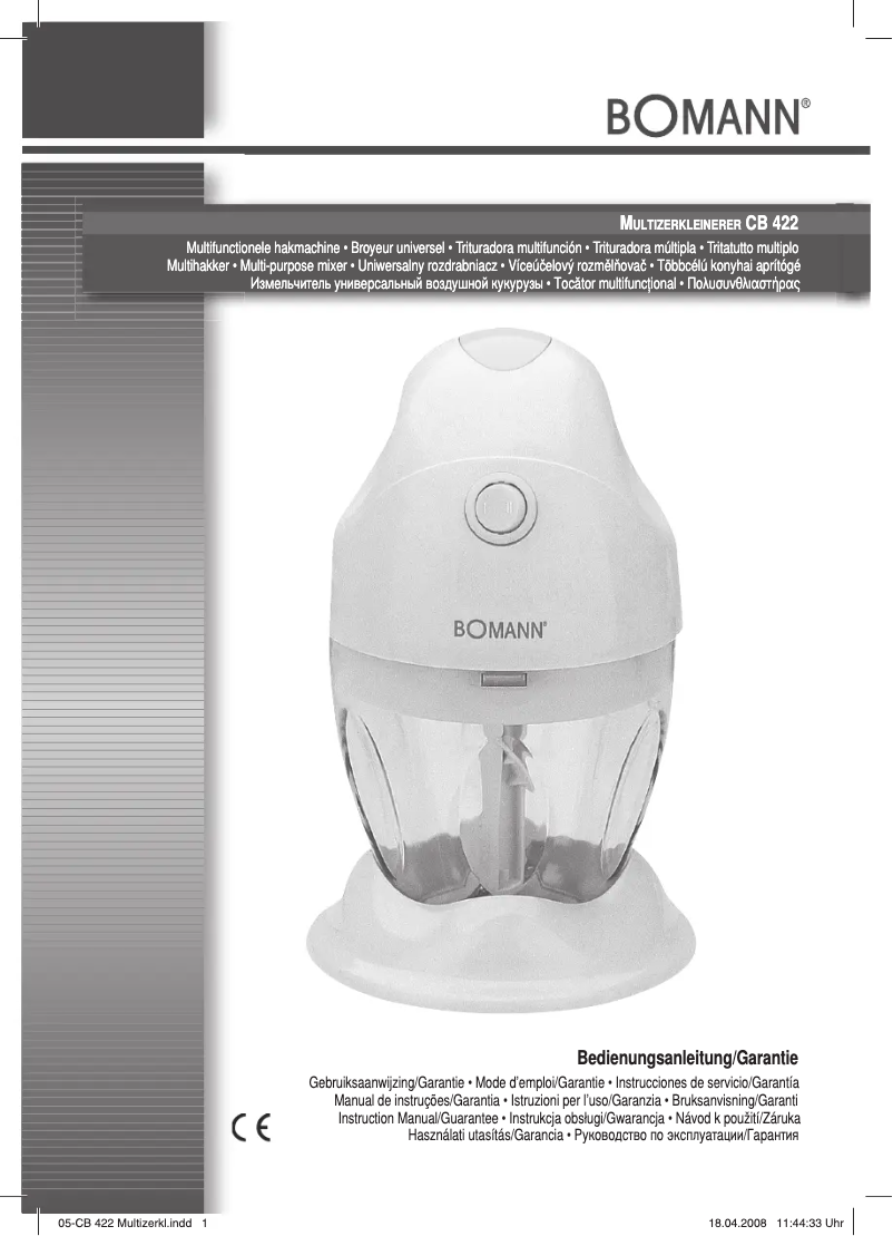 Page 1 de la notice Manuel utilisateur Bomann CB 422