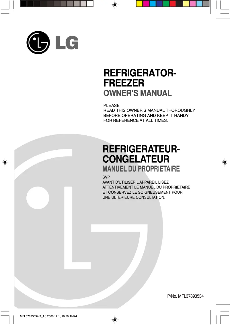 Page 1 de la notice Manuel utilisateur LG GR-B652YLS