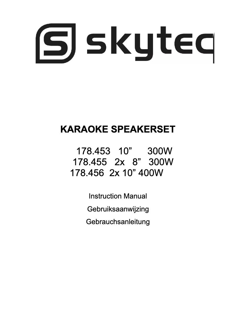 Page 1 de la notice Manuel utilisateur Skytec Karaoke Speakerset